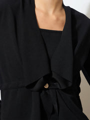 Women Black Strappy Bodycon Dress With Shrug