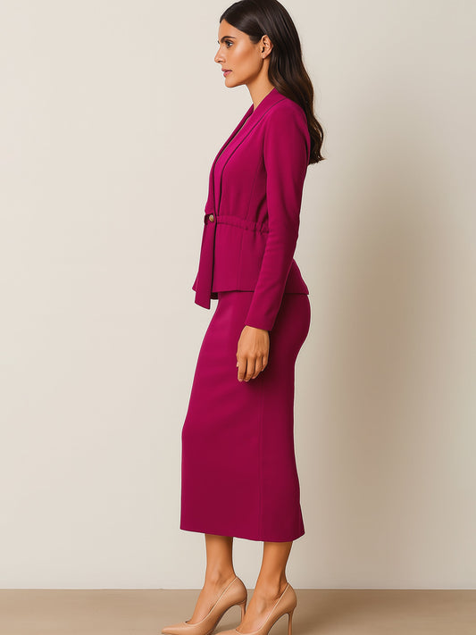Women Fuchsia Strappy Bodycon Dress With Shrug