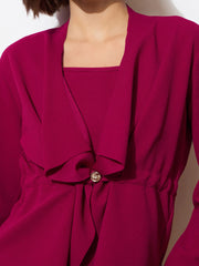 Women Fuchsia Strappy Bodycon Dress With Shrug