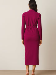 Women Fuchsia Strappy Bodycon Dress With Shrug