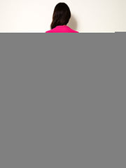 Women Fuchsia Rib High Neck Front Half Zipper Dress