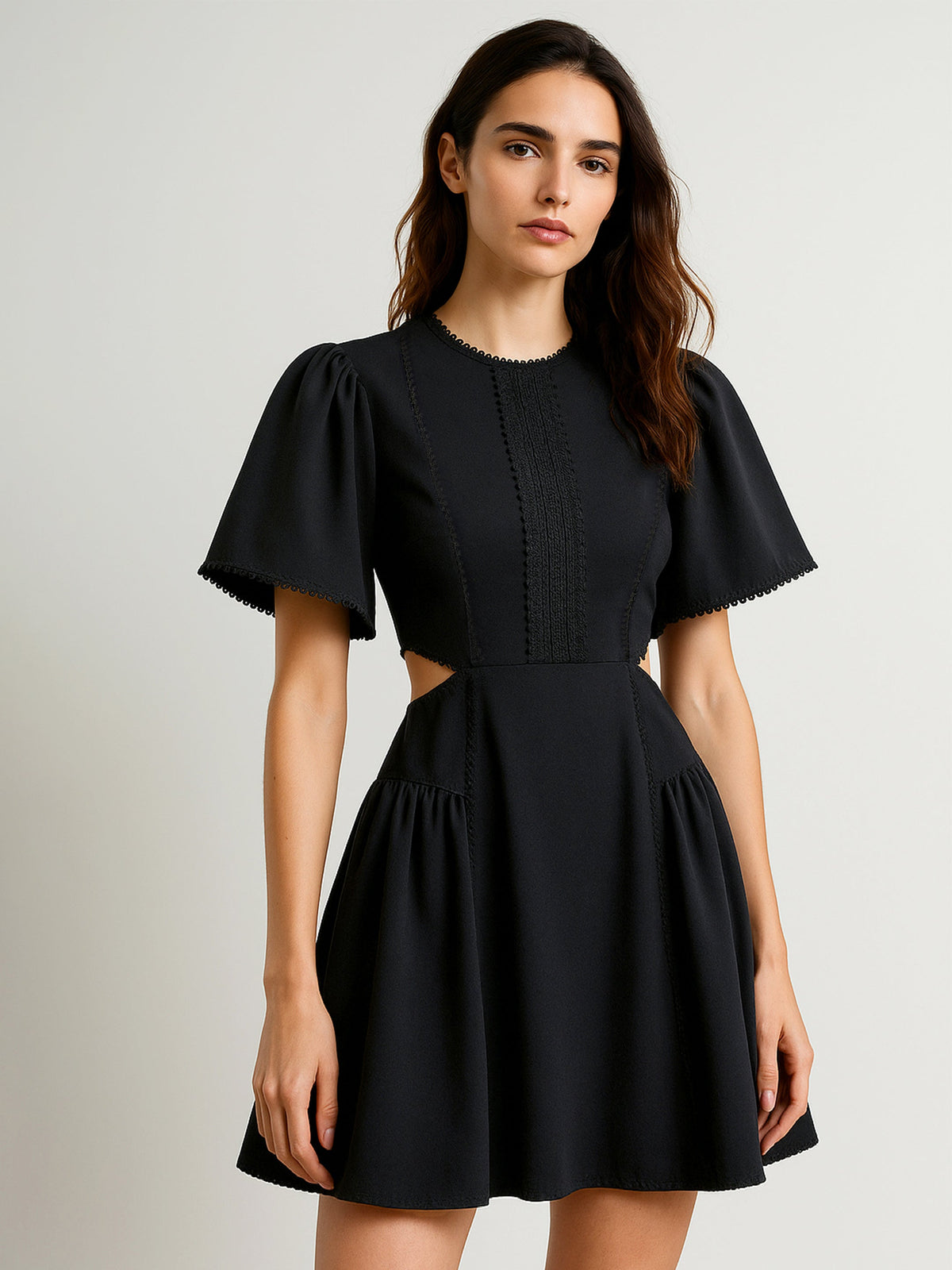 Women Black Side Cut Out Short Dress