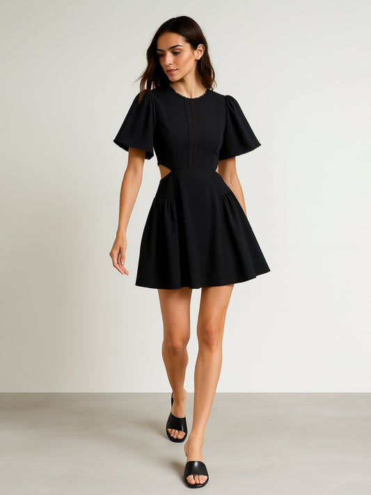 Women Black Side Cut Out Short Dress