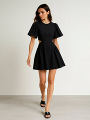 Women Black Side Cut Out Short Dress