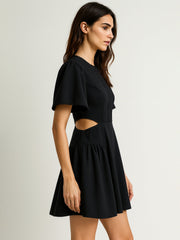 Women Black Side Cut Out Short Dress