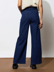 Women Navy Blue Multi Pocket Stretch Straight Jeans