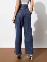 Women Blue Blast Heavy Distressed Straight Frayed Jeans