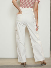 Women White Twill Cargo Jeans With Looped Straps