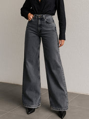 Women Grey Low Waist Wide Leg Jeans