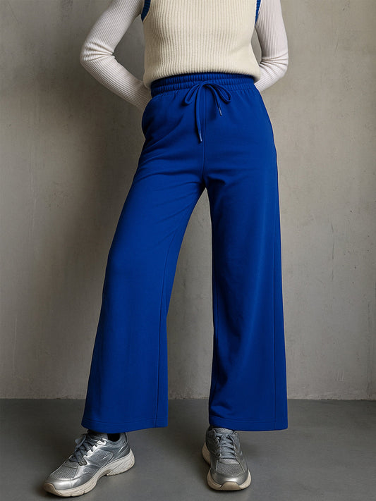 Women Royal Blue Terry Track Pants