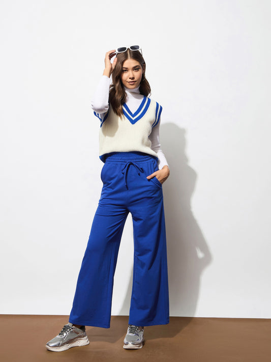 Women Royal Blue Terry Track Pants