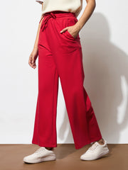 Women Red Terry Track Pants