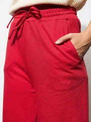 Women Red Terry Track Pants