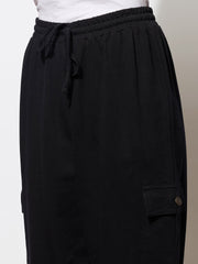 Women Black Side Pocket Cargo Joggers