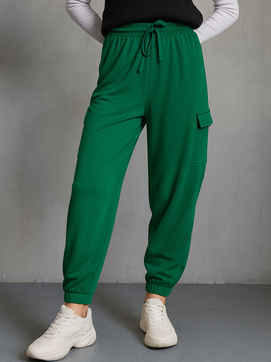 Women Green Side Pocket Cargo Joggers