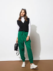 Women Green Side Pocket Cargo Joggers