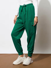 Women Green Side Pocket Cargo Joggers
