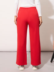 Women Red Terry LONDON Print Track Pants