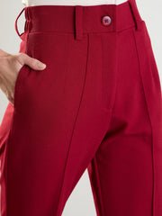 Women Maroon Front Dart Straight Fit Pants