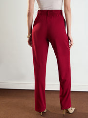 Women Maroon Front Dart Straight Fit Pants