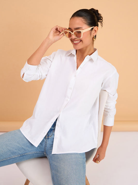 Women White Poplin Oversized Shirt