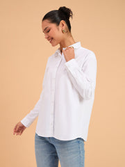 Women White Poplin Oversized Shirt
