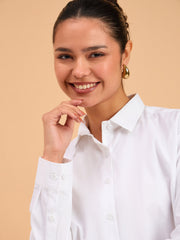 Women White Poplin Oversized Shirt