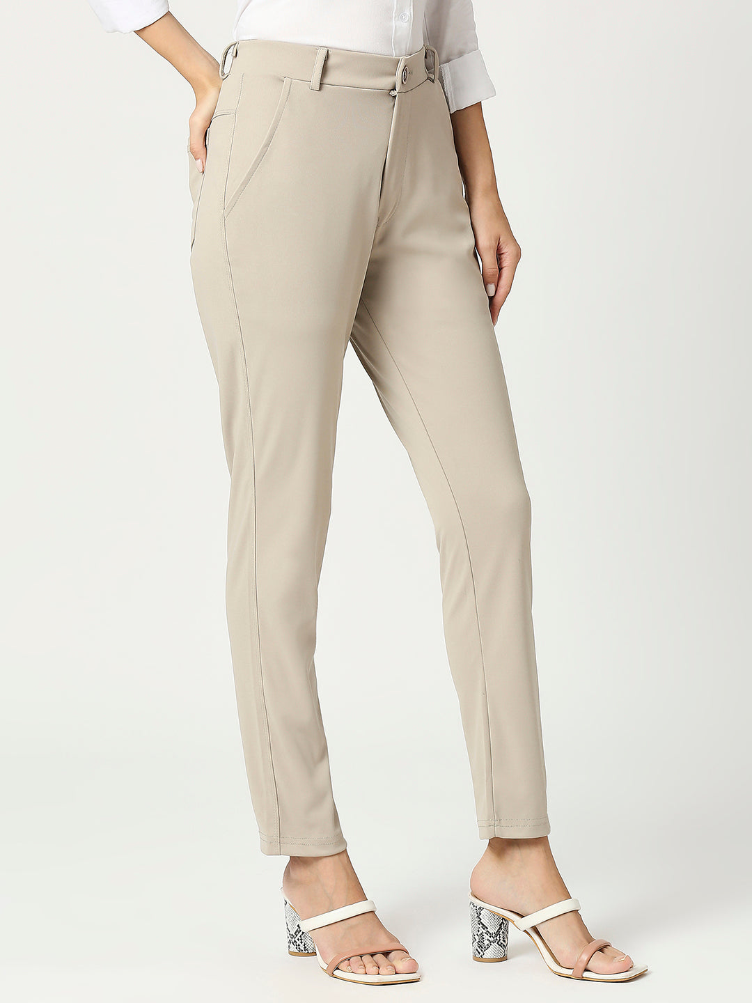 women sharp slim fit cotton formal trouser 2