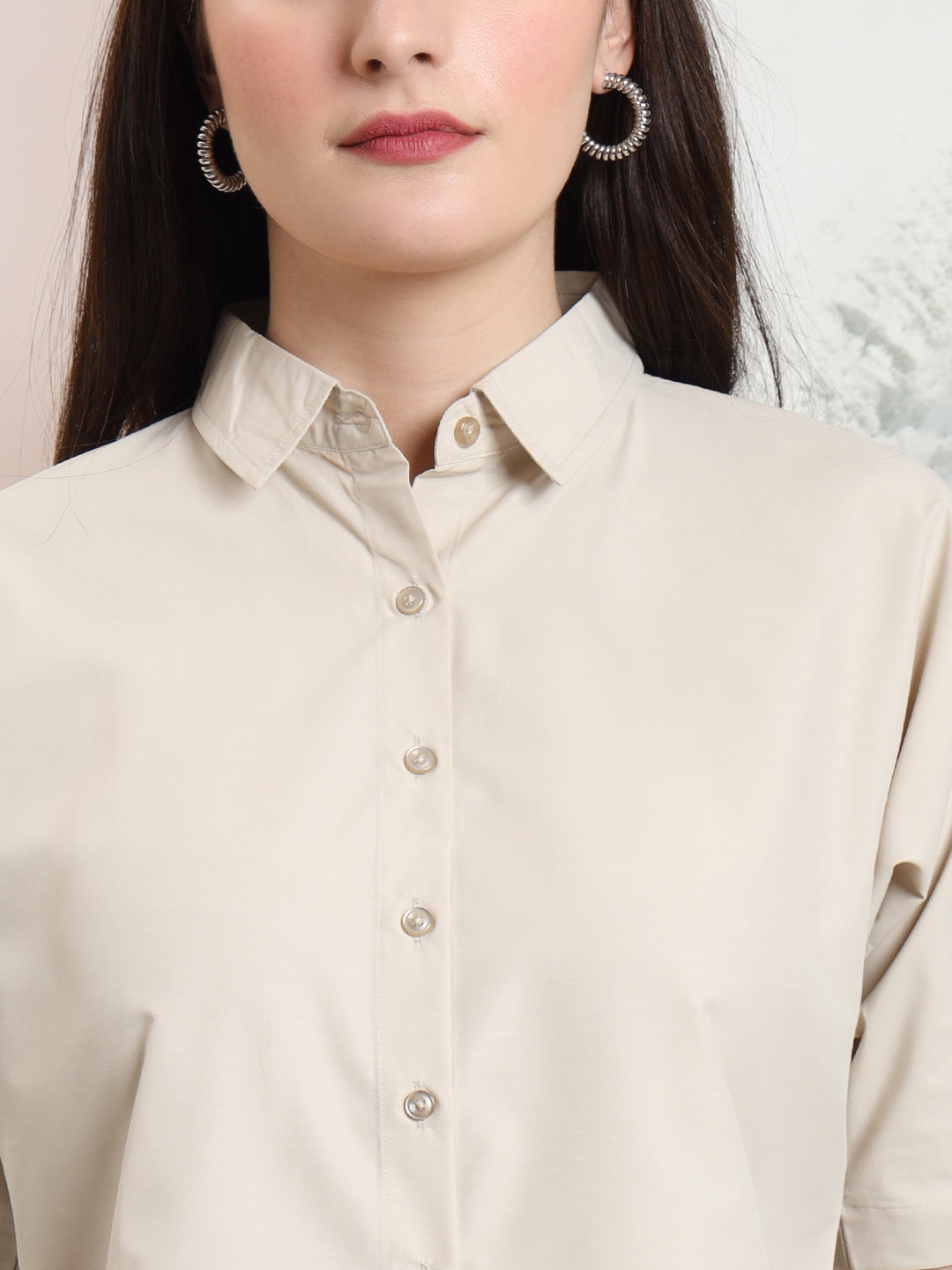 spread collar raglan sleeves regular fit casual crop shirt 3