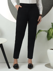 women tapered fit high waist office wear trousers