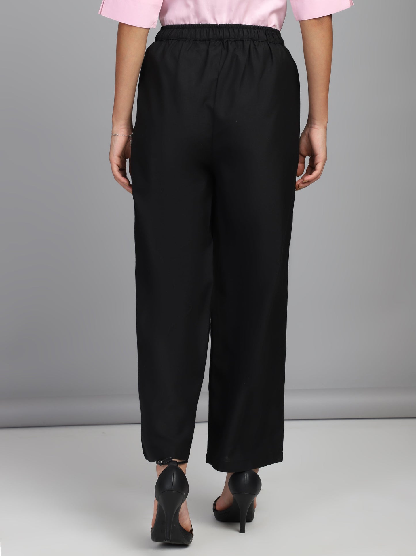 relaxed straight fit high rise pleated trousers