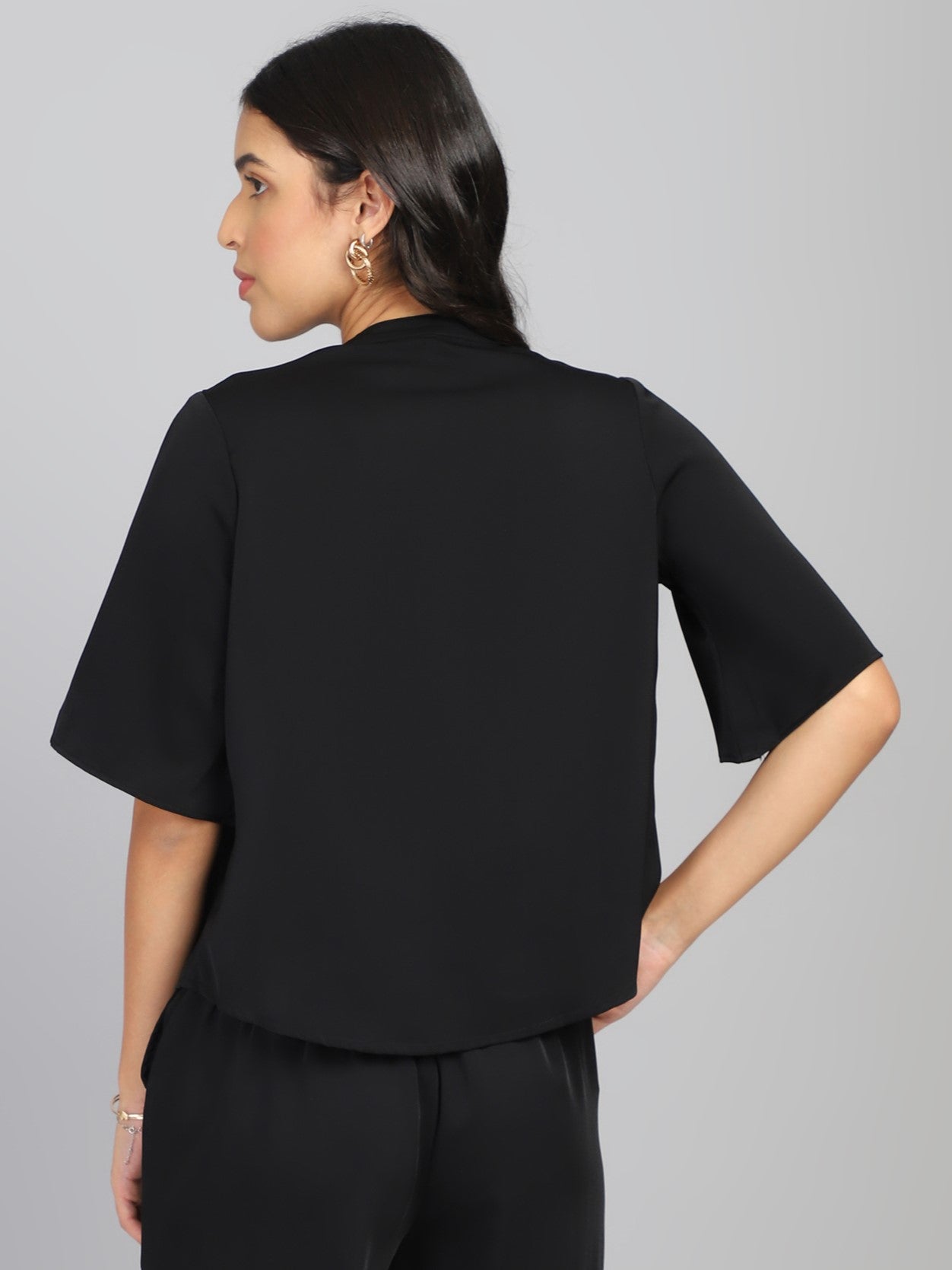 regular fit solid mandarin collar casual shirt 1