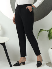 women tapered fit high waist office wear trousers