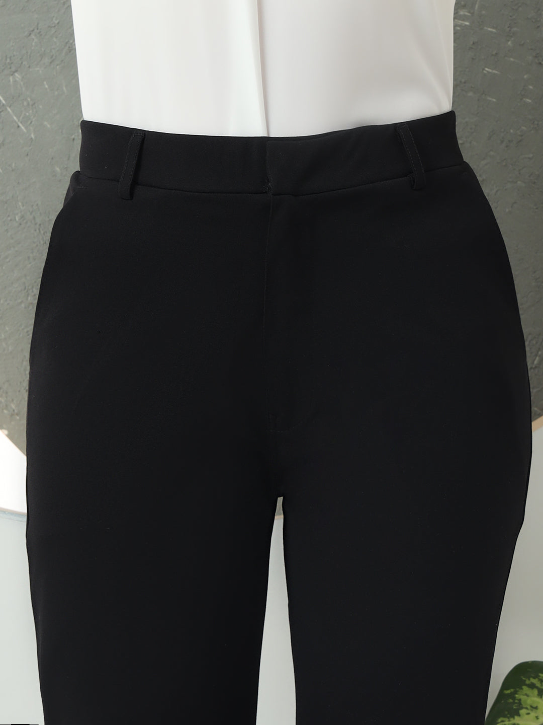 women tapered fit high waist office wear trousers