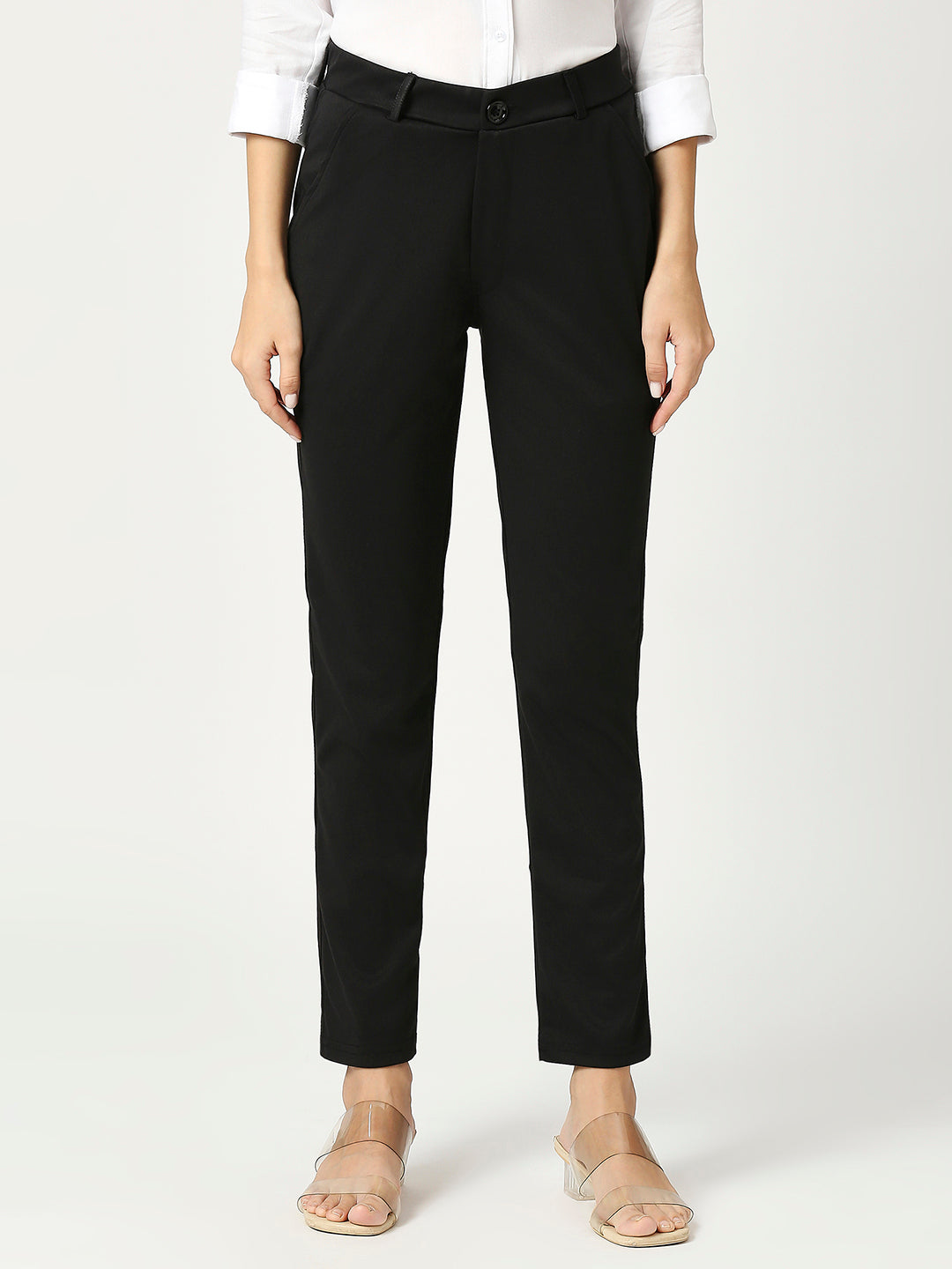 women sharp slim fit cotton formal trouser 2