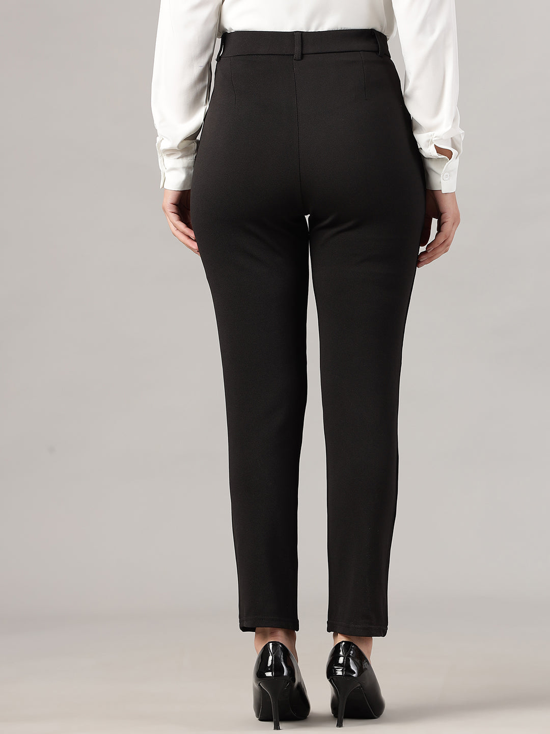 womens work straight high rise wrinkle free formal beige trousers