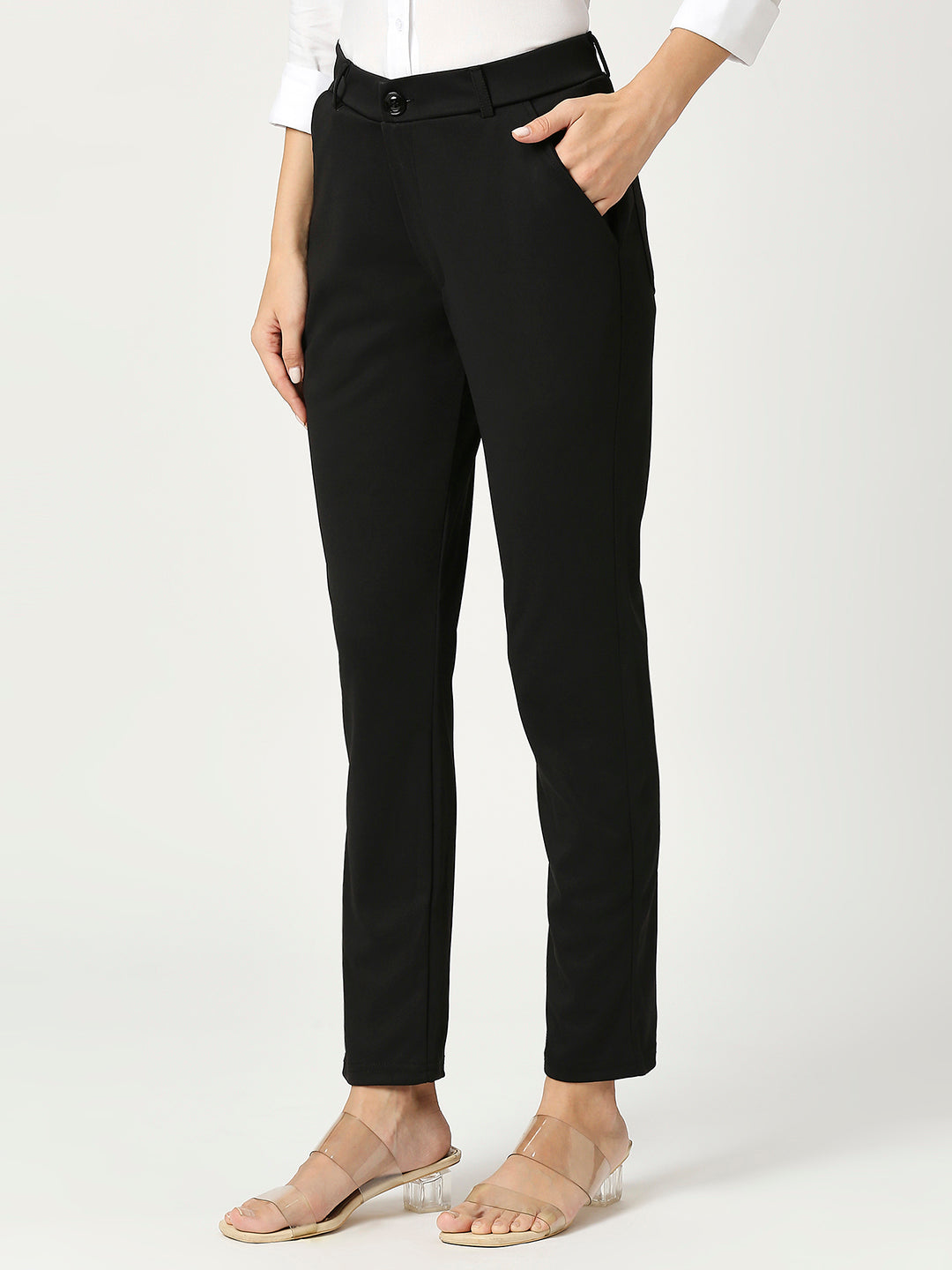 women sharp slim fit cotton formal trouser 2