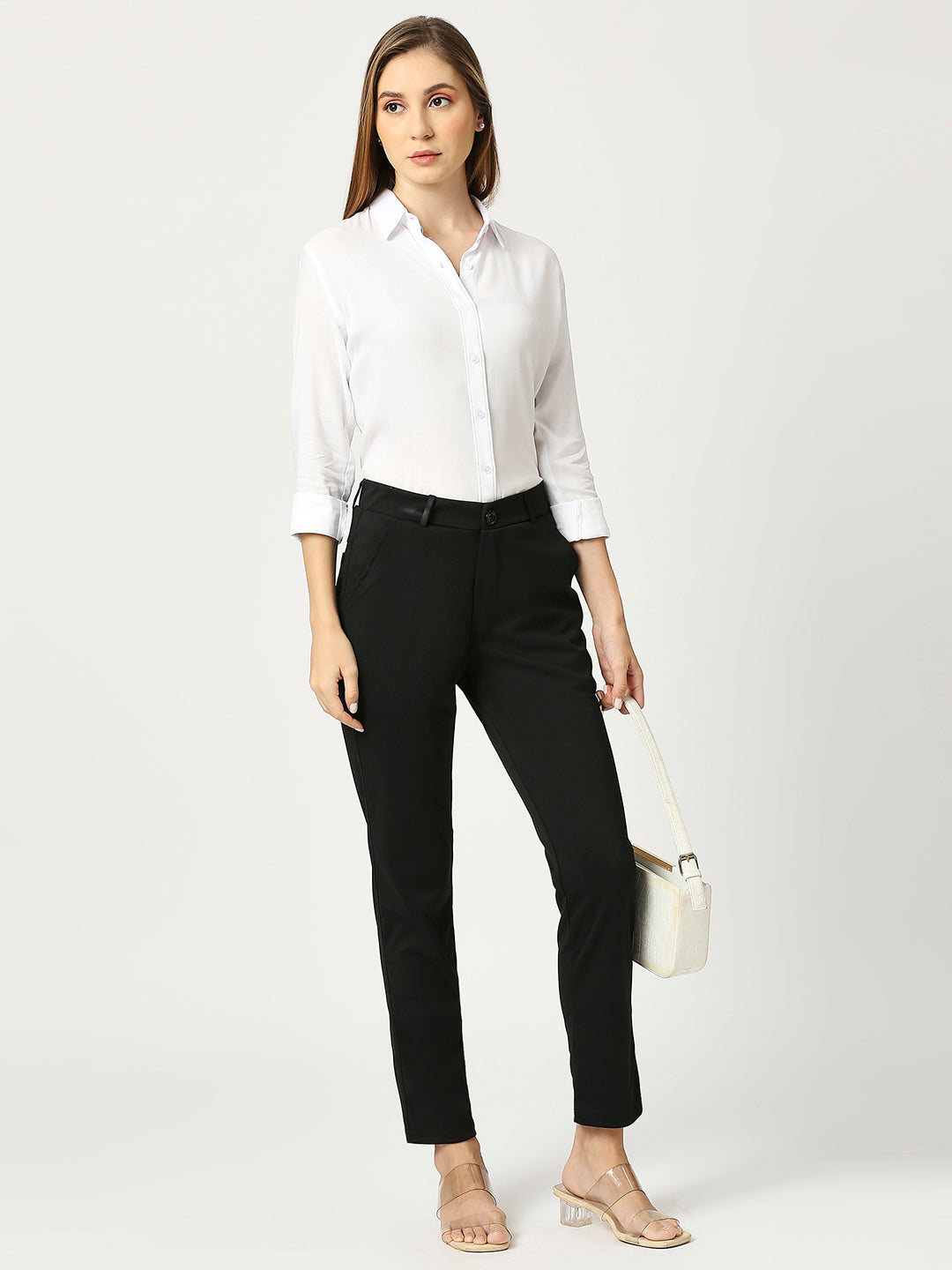 women sharp slim fit cotton formal trouser 2