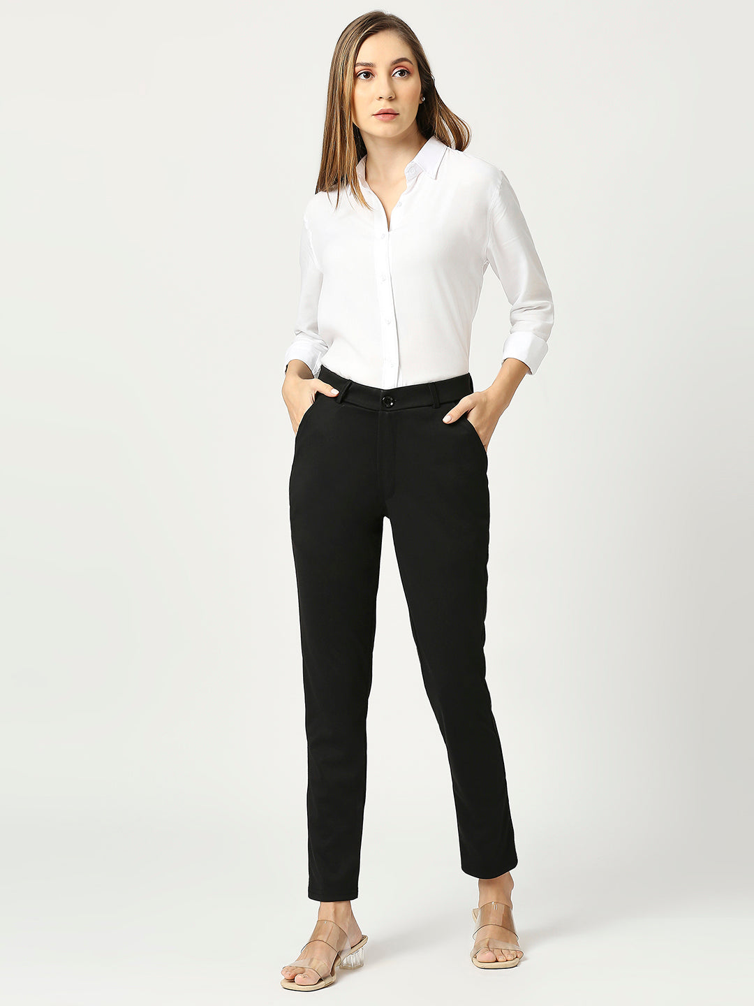women sharp slim fit cotton formal trouser 2