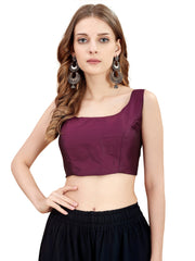 Magenta colored sleeveless tafeta blouse