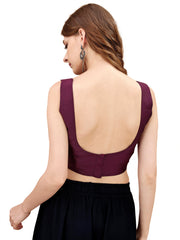 Magenta colored sleeveless tafeta blouse