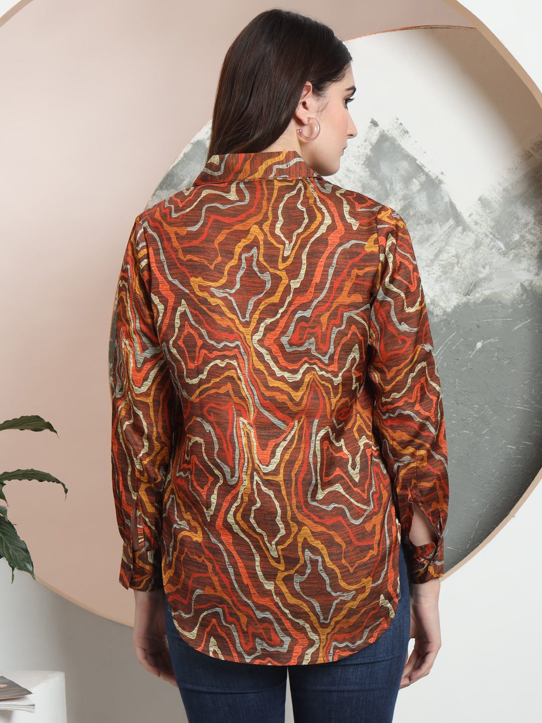 trendy printed v neck top for women 1