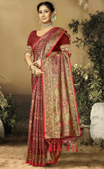 Gleaming Blue Color Satin Silk Saree