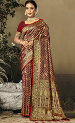 Gleaming Blue Color Satin Silk Saree