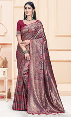 Dazzling Green Color Satin Silk Saree