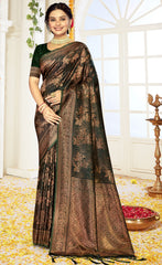 Vintage Wine Color Satin Silk Saree