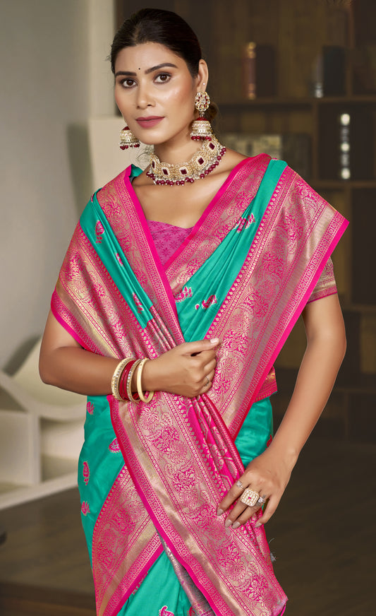 Silk Teal Green Chaitanya Silk Saree