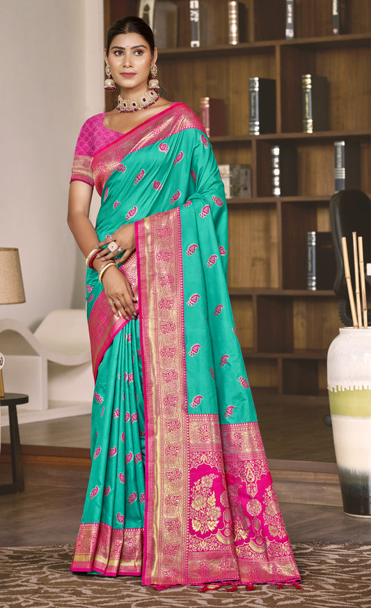 Silk Teal Green Chaitanya Silk Saree