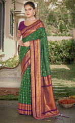 Green Silk Woven Work Traditional Saree