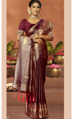 Divine Purple Color Satin Silk Saree